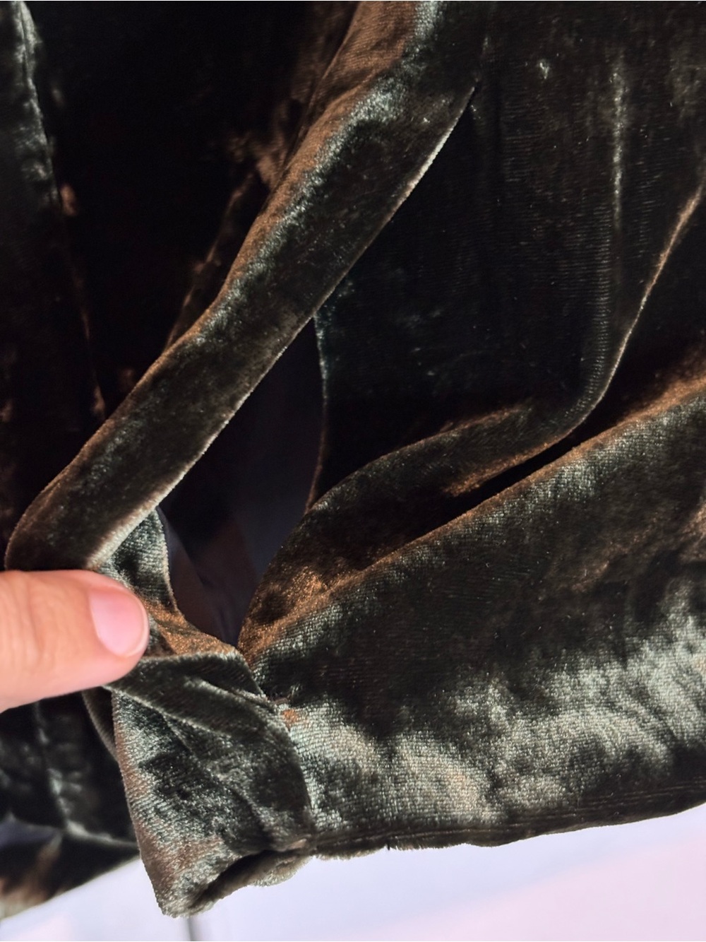 Frame Deep Moss Green Crushed Velvet Single Button Blazer 8 - Picture 8 of 12